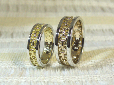 透かし模様の結婚指輪　コンビ
