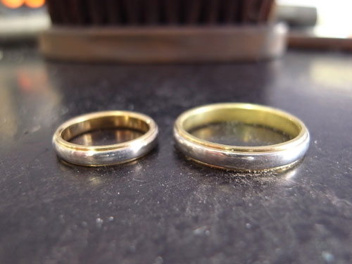 18K/Pt900の結婚指輪の失敗作