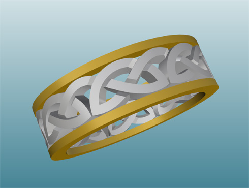 コンビのケルティックノット模様の指輪　CAD画像