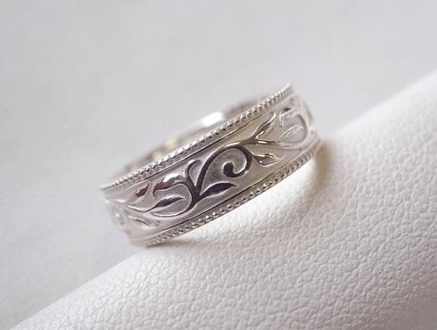 唐草模様の結婚指輪　シルバー