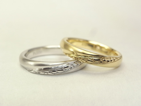 多肉植物を彫刻した結婚指輪 03