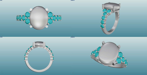 オパールとダイヤのリング デザイン画