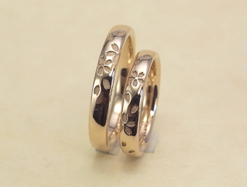 桜の模様の結婚指輪 セミオーダー 01