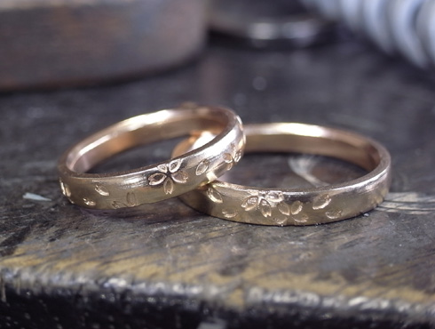 桜の模様の結婚指輪 製作過程　01