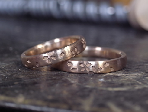 桜の模様の結婚指輪 製作過程　03