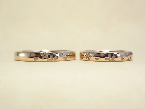 桜の模様の結婚指輪 セミオーダー 02