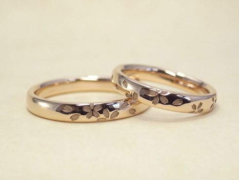 桜の模様の結婚指輪 セミオーダー 03