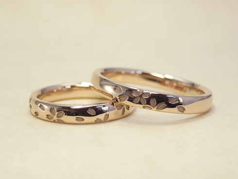 桜の模様の結婚指輪 セミオーダー 04