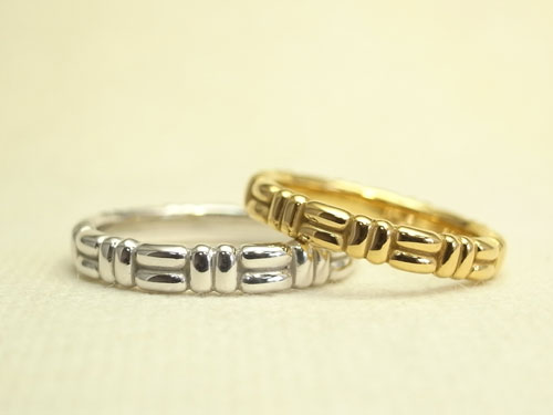 オリジナル　チェック柄の結婚指輪