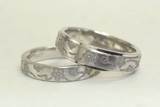 NO.172 和風柄の結婚指輪指輪｜梅と千鳥を彫刻