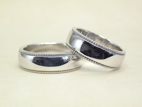 シンプルな結婚指輪にぷっくりのミル打ち 幅を太く 02