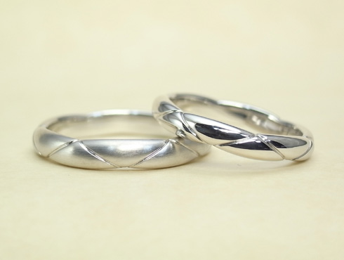 キルト柄の結婚指輪02