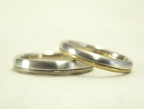甲丸と多面体を組み合わせた個性的な結婚指輪　02