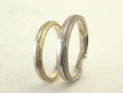 甲丸と多面体を組み合わせた個性的な結婚指輪　03