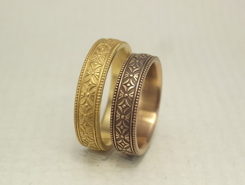 縁起の良い柄（七宝柄、吉祥文様）を彫刻した結婚指輪 04