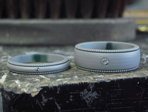 栃木のお客様へ郵送した結婚指輪の仮ワックスと実寸のサイズ確認